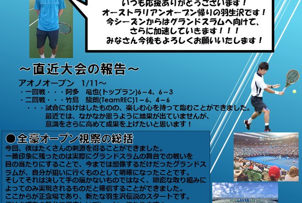 Road to the Grandslamー Habu Magazine 月刊羽生沢哲朗〜１月報告〜